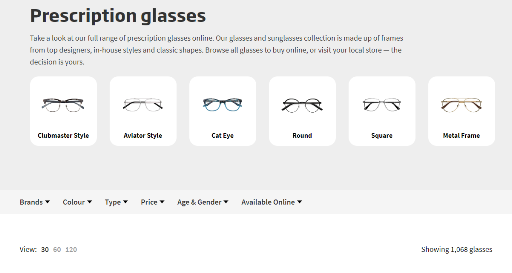 Choice of styles at specsavers.co.uk
